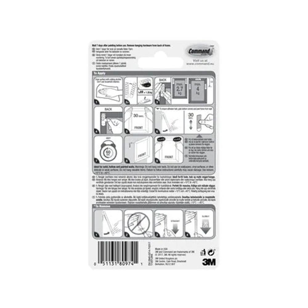 3M Command Picture Hanging Strips Medium 3 Sets of Medium Strips 2.7kg Holding Power - White