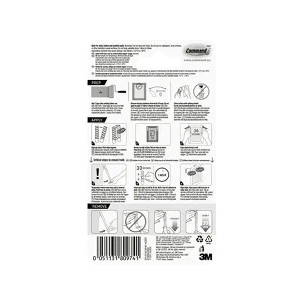 3M Command Picture Hanging Strips Medium 3 Sets of Medium Strips 2.7kg Holding Power - White
