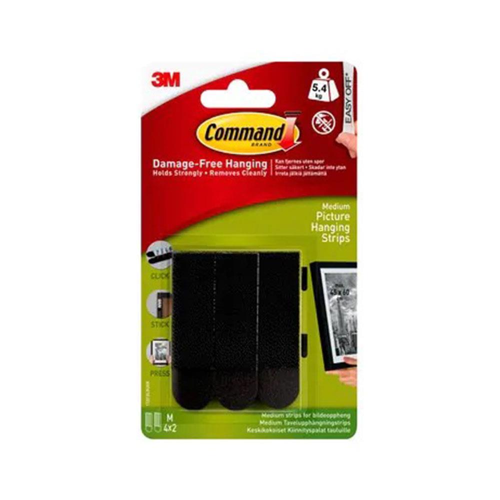 3M Command Picture Hanging Strips Medium Black – 5.4kg Damage-Free Wall Mount Strips
