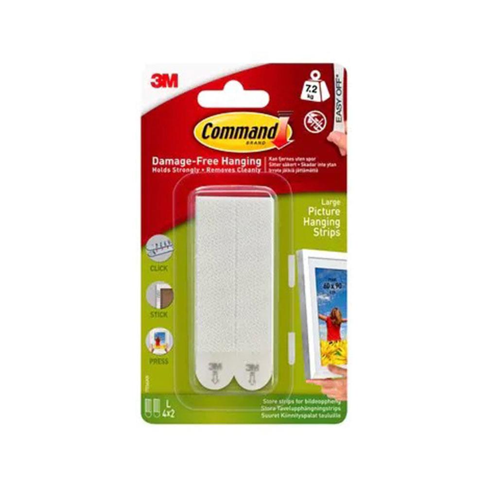 3M Command Large Picture Hanging Strips 7.2kg White 4 Sets
