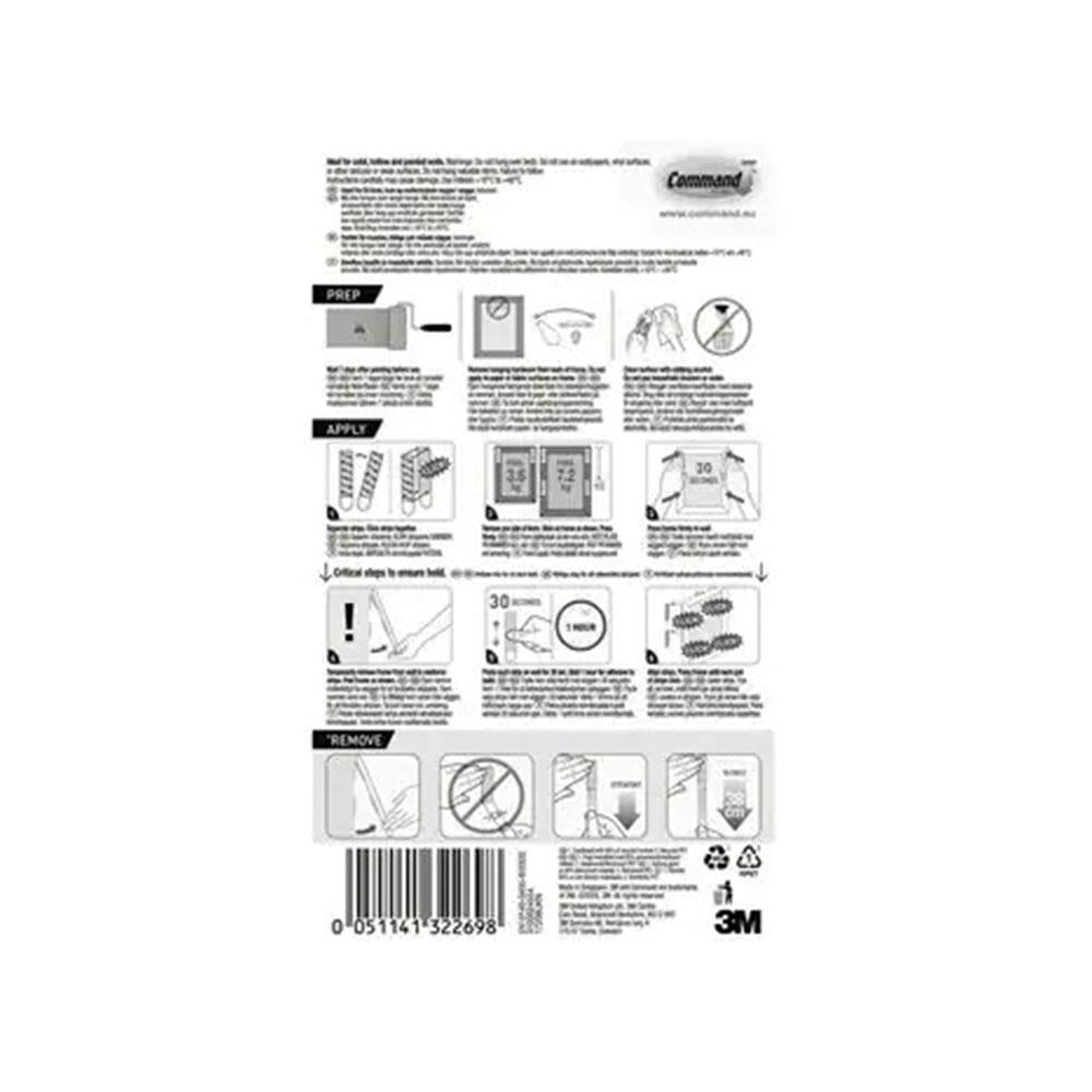 3M Command Large Picture Hanging Strips 7.2kg White 4 Sets