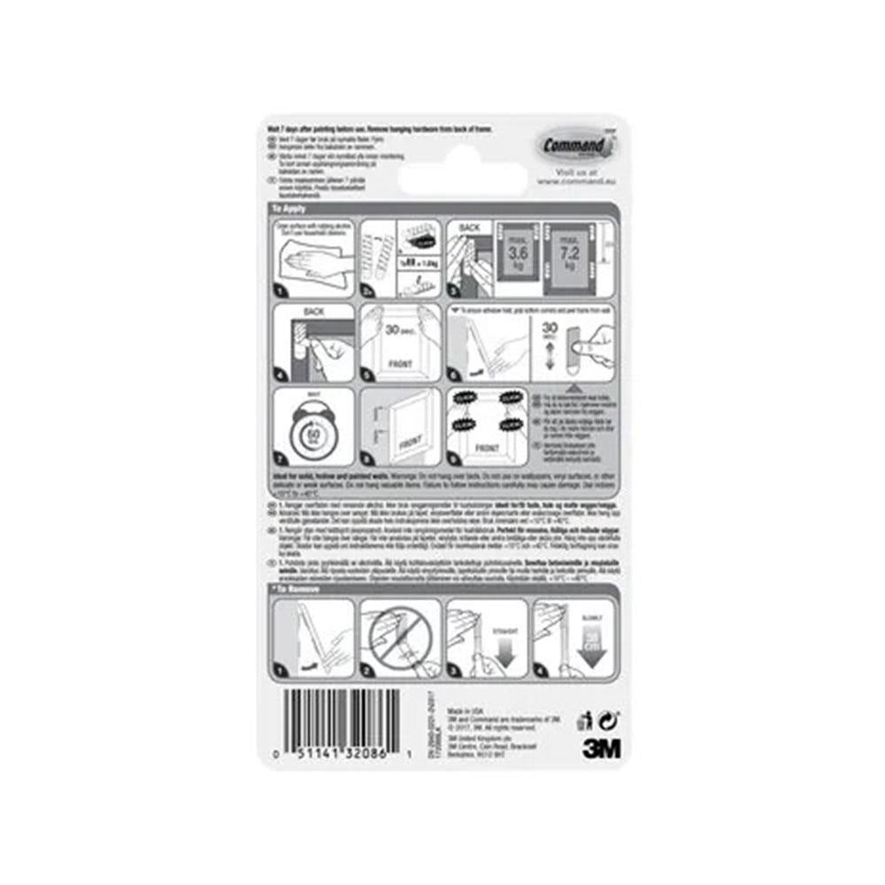 3M Command Picture Hanging Strips Large Black 7.2kg 4 Sets