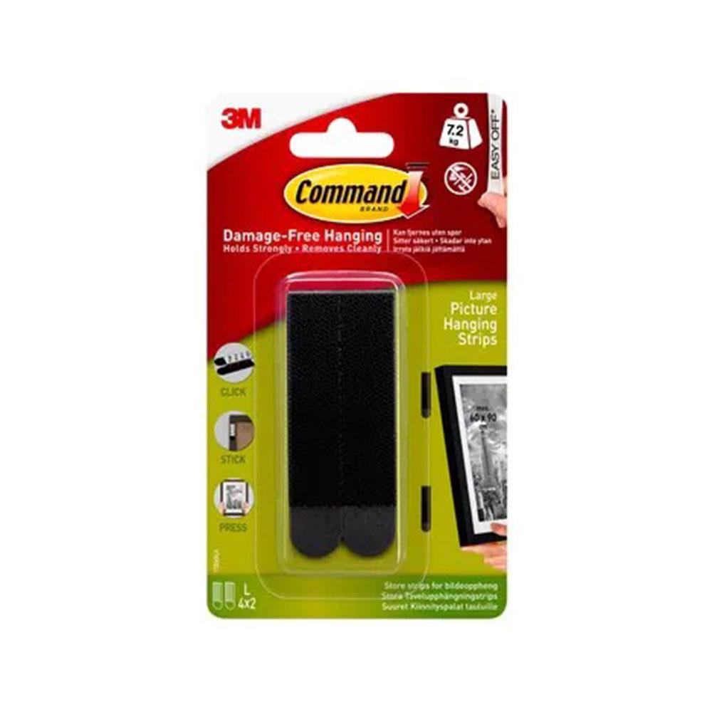 3M Command Picture Hanging Strips Large Black 7.2kg 4 Sets