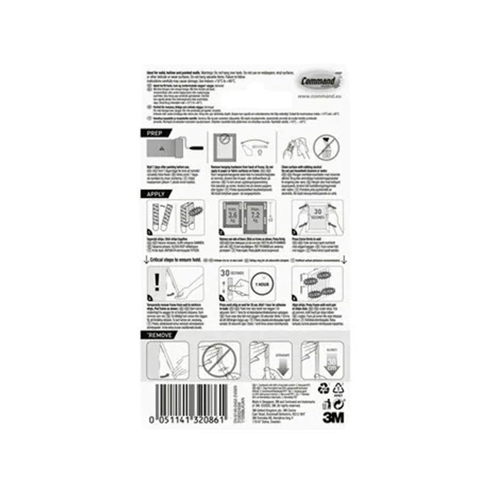 3M Command Picture Hanging Strips Large Black 7.2kg 4 Sets