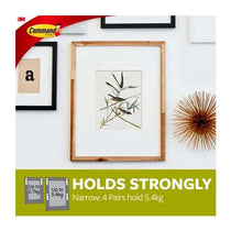3M Command Picture Hanging Strips Narrow 4 Sets of Narrow Strips 5.4kg Holding Power - White