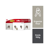 3M Command Key Rail Medium 1 Rail And 6 Small Strips 900g Holding Power - Quartz