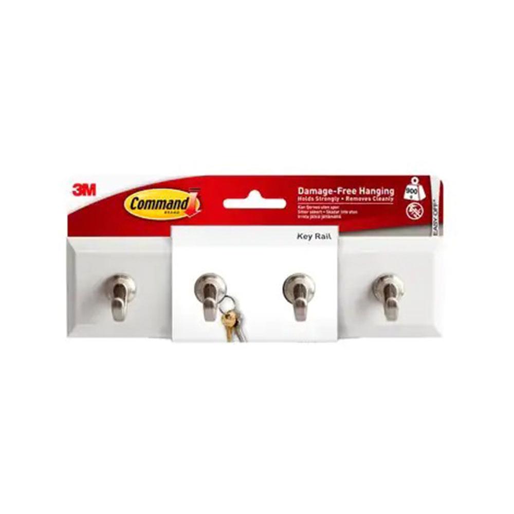 3M Command Key Rail Medium 1 Rail And 6 Small Strips 900g Holding Power - Quartz