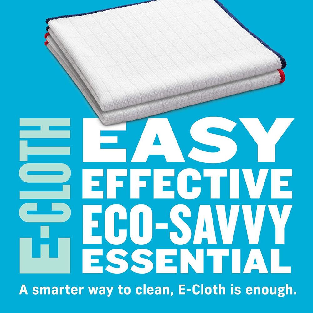 E-Cloth Kitchen Dish Cloths 32cm x 32cm 2 Pack Microfiber Cleaning Cloths Red Blue White