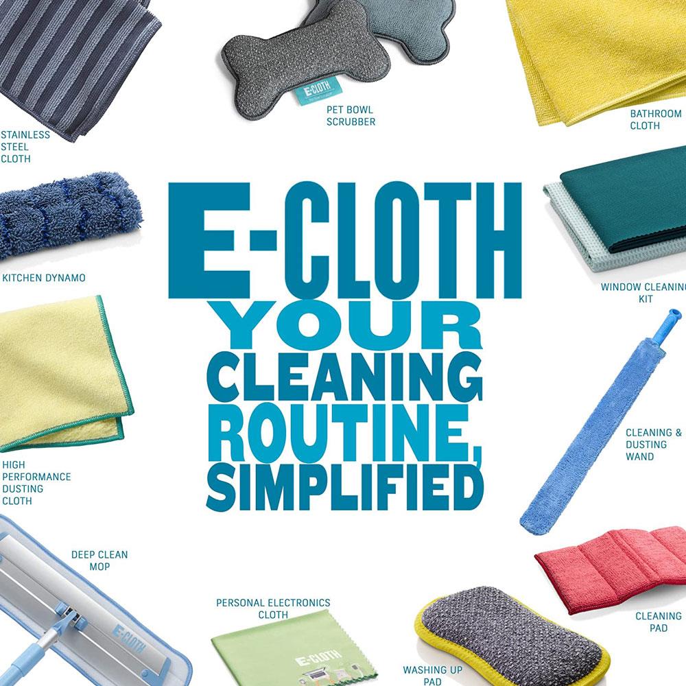 E-Cloth Kitchen Dish Cloths 32cm x 32cm 2 Pack Microfiber Cleaning Cloths Red Blue White