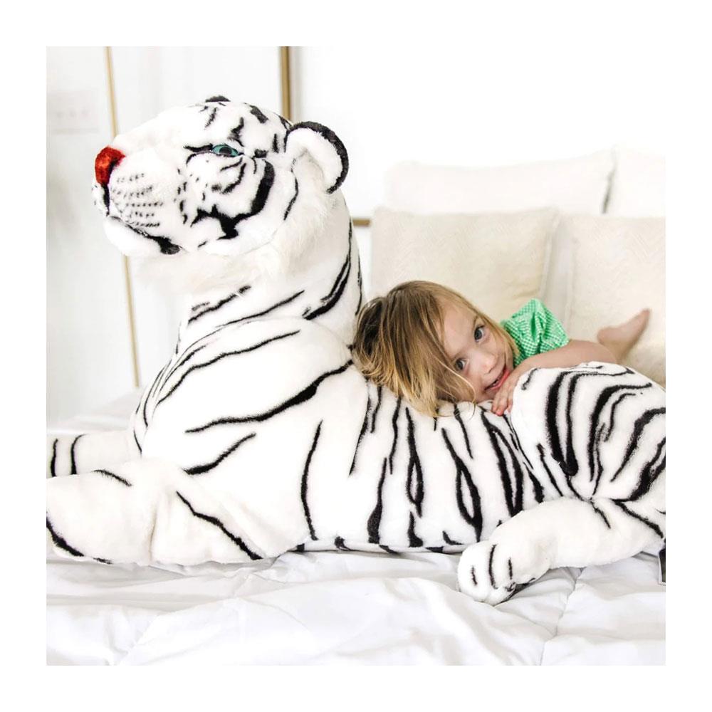 Melissa & Doug White Tiger Giant Stuffed Animal Plush Soft Toy - Multicolor