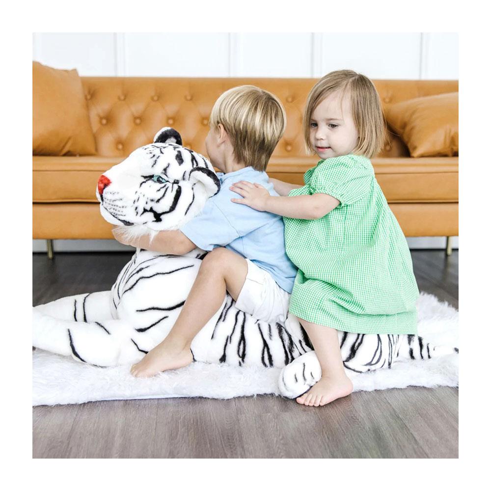 Melissa & Doug White Tiger Giant Stuffed Animal Plush Soft Toy - Multicolor