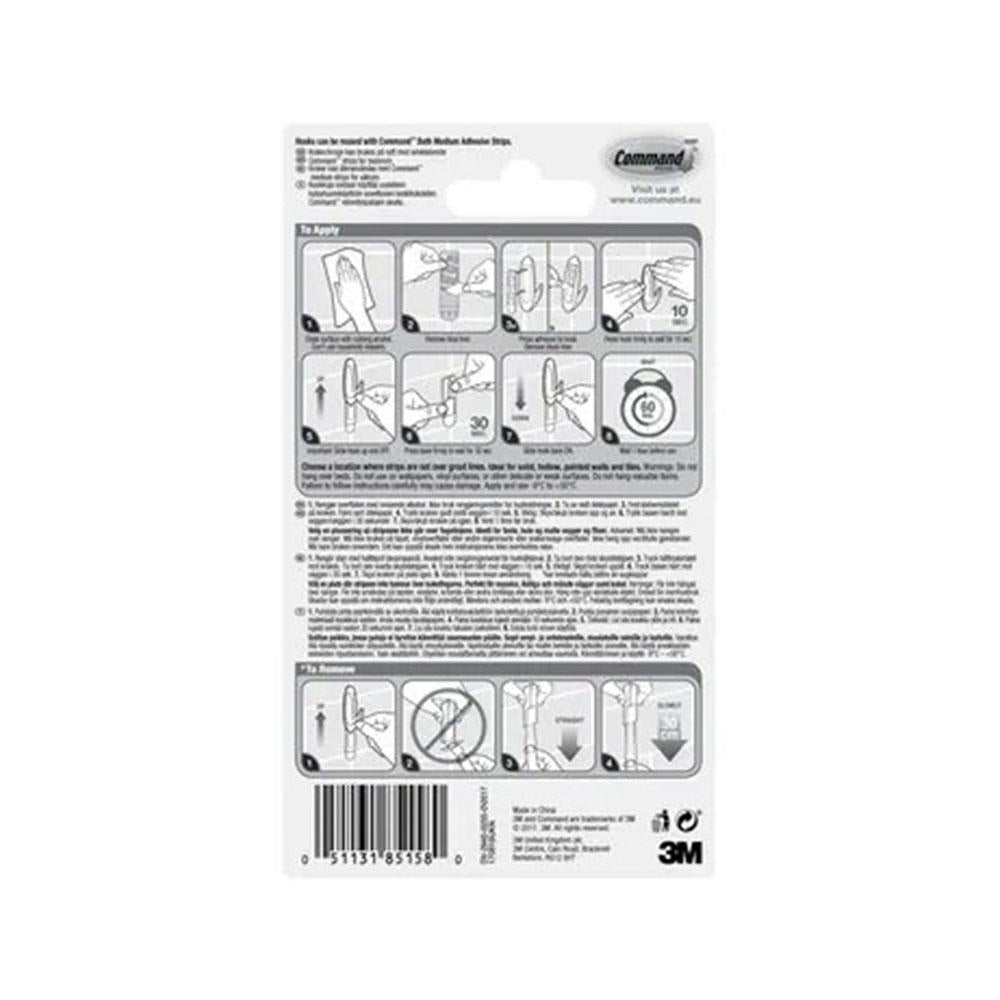 3M Command Bathroom Designer Hooks Medium 2 Hooks And 4 Medium Strips 1.3 kg Holding Power - White Secondary image
