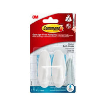 3M Command Bathroom Designer Hooks Medium 2 Hooks And 4 Medium Strips 1.3 kg Holding Power - White