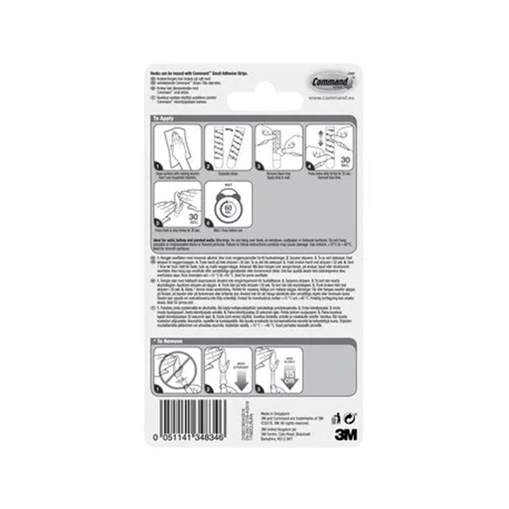 3M Command Hooks With Strips Small 2 Hooks And 4 Small Strips 450g Holding Power - Clear/Transparent
