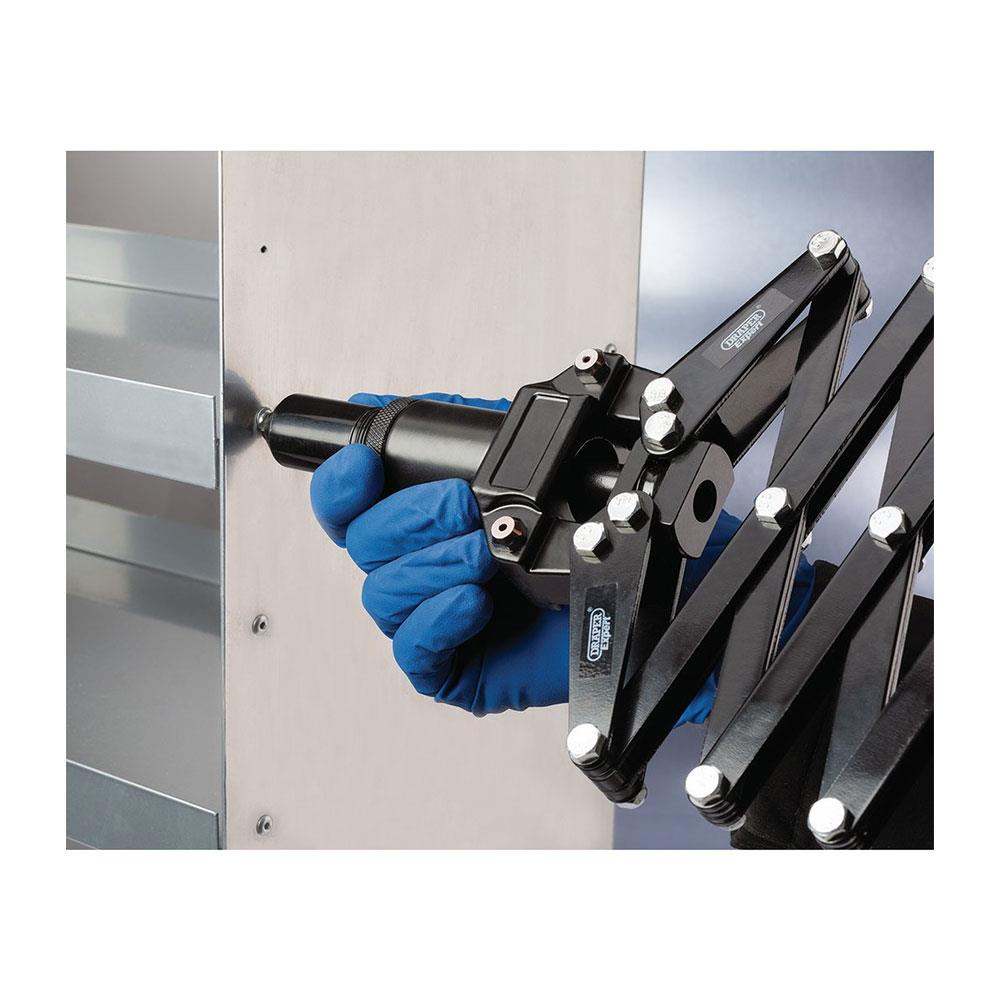 Draper Expert Lazy Tong Riveter With 4 Interchangeable Nozzles - Blue/Black
