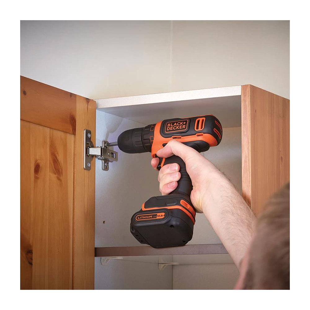 Black & Decker 10.8V Cordless Drill Driver With 1 x 1.5Ah Lithium-Ion - Black/Orange