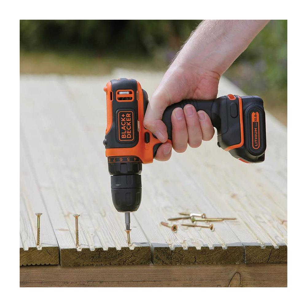Black & Decker 10.8V Cordless Drill Driver With 1 x 1.5Ah Lithium-Ion - Black/Orange
