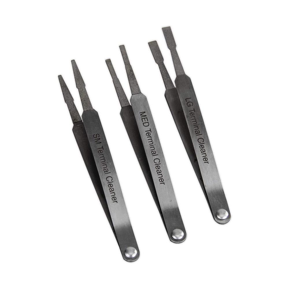 Sealey Diamond Grip Terminal Cleaner Set Small Medium Large - 3 Pieces