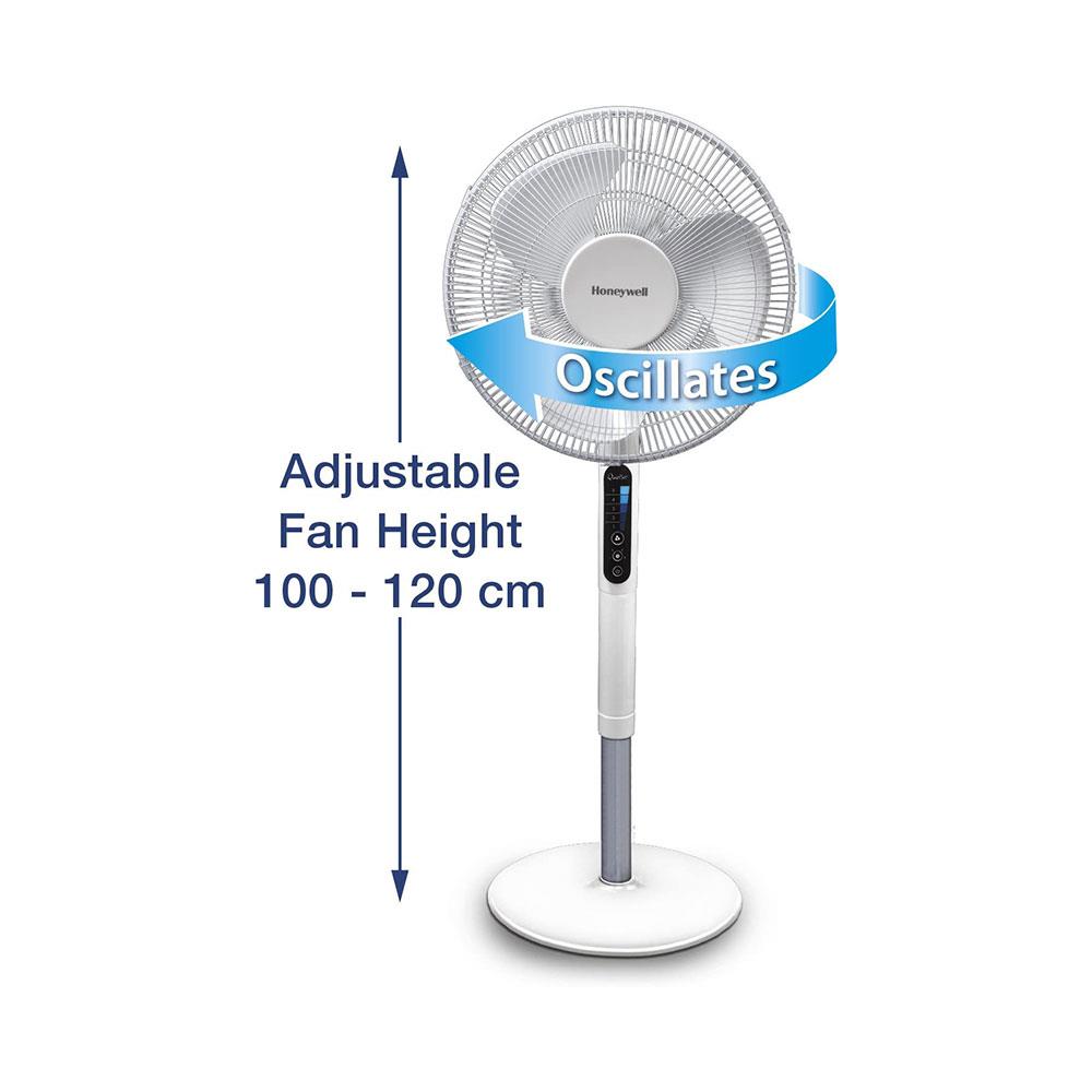 Honeywell Advanced QuietSet Oscillating Stand Fan With 5 Speed Settings - White