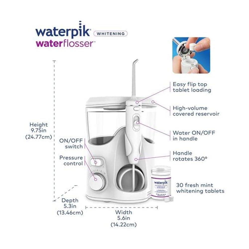 Waterpik Whitening Water Flosser With 30 Teeth Whitening Refill Tablets Bottle - White