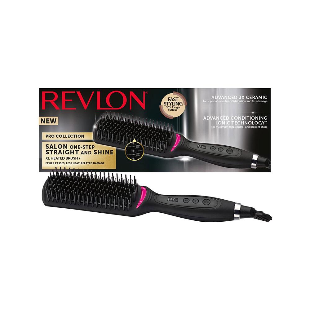 Revlon Pro Collection Salon One Step Straight And Shine Hair Straightening Brush X-Large - Black