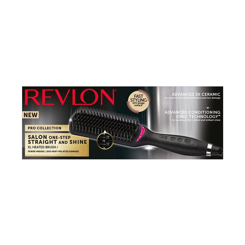 Revlon Pro Collection Salon One Step Straight And Shine Hair Straightening Brush X-Large - Black