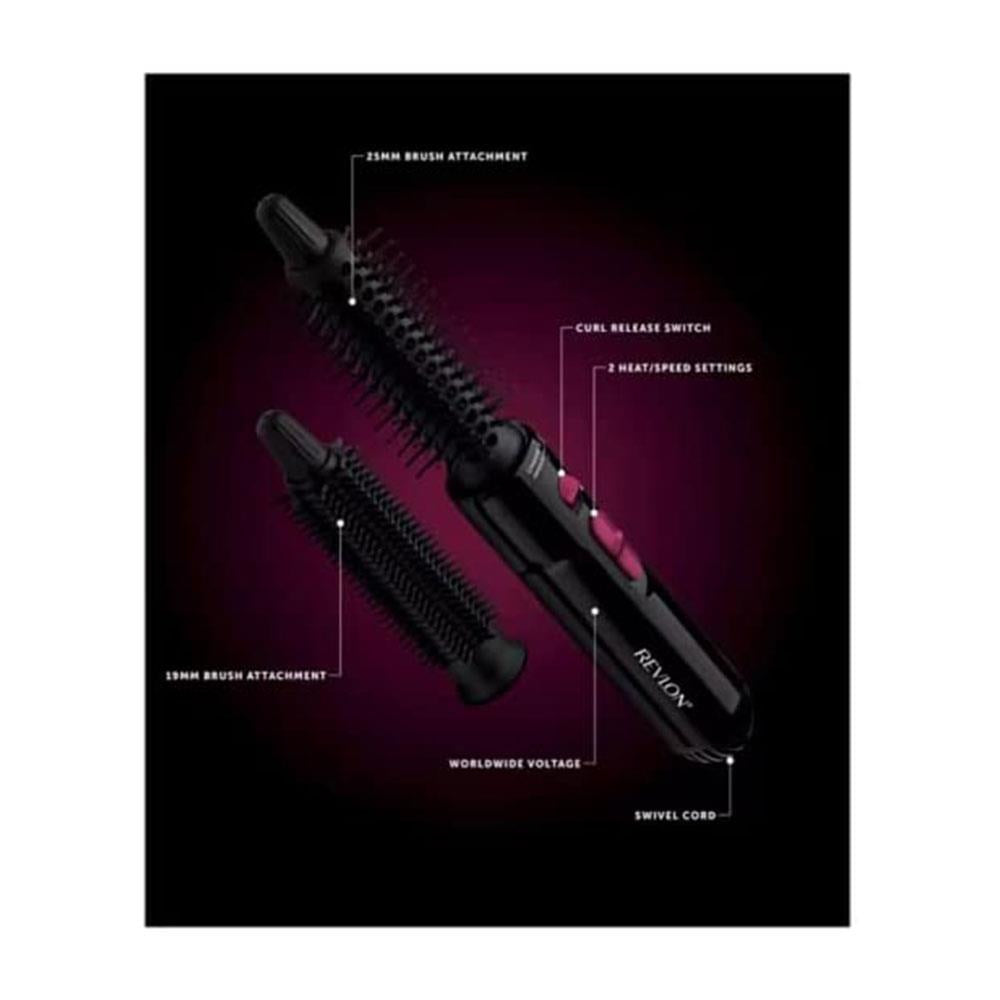 Revelon Tangle Free Hot Air Styler 200W With 2 Brush Attachments 19mm And 25mm - Black