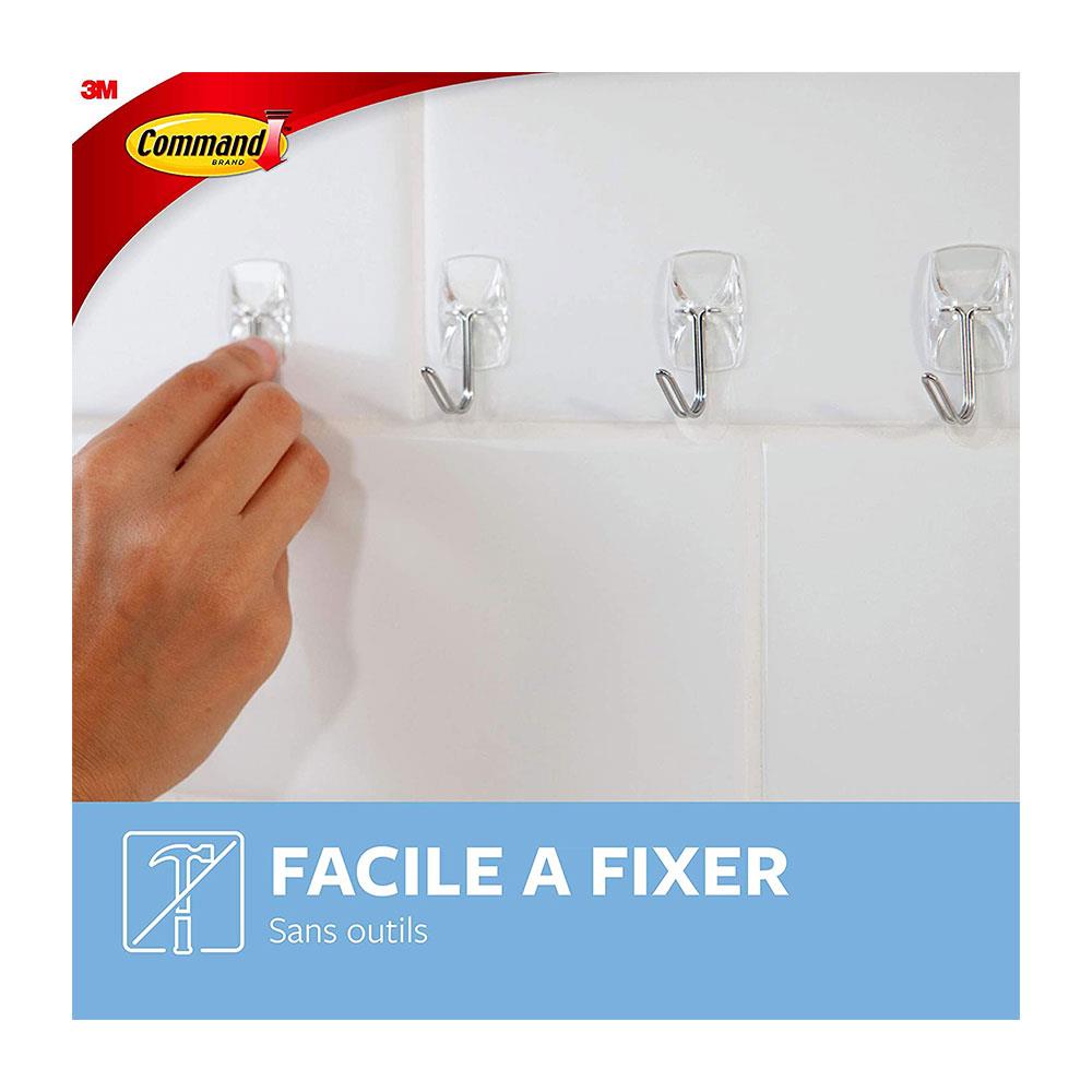 3M Command Wire Hooks With Clear Strips Small 5 Hooks And 6 Small Strips 225g Holding Power - Clear/Transparent