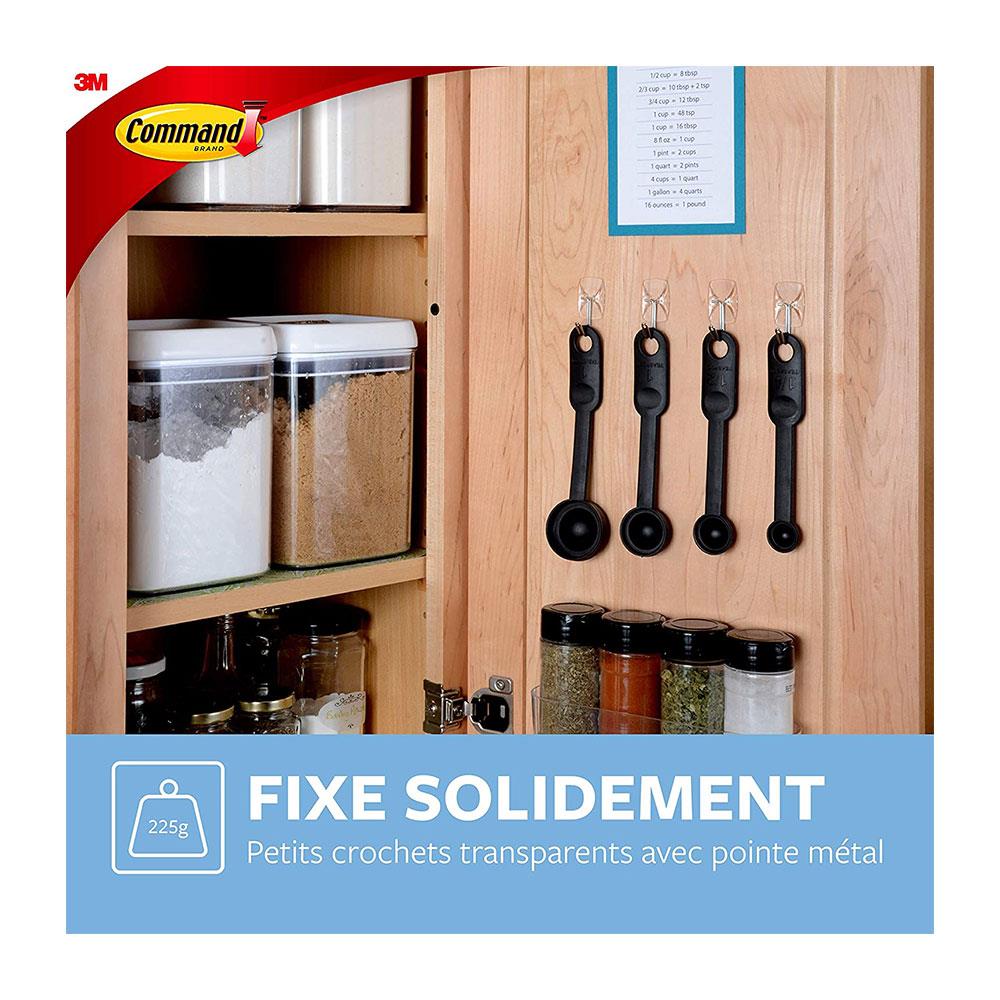 3M Command Wire Hooks With Clear Strips Small 5 Hooks And 6 Small Strips 225g Holding Power - Clear/Transparent