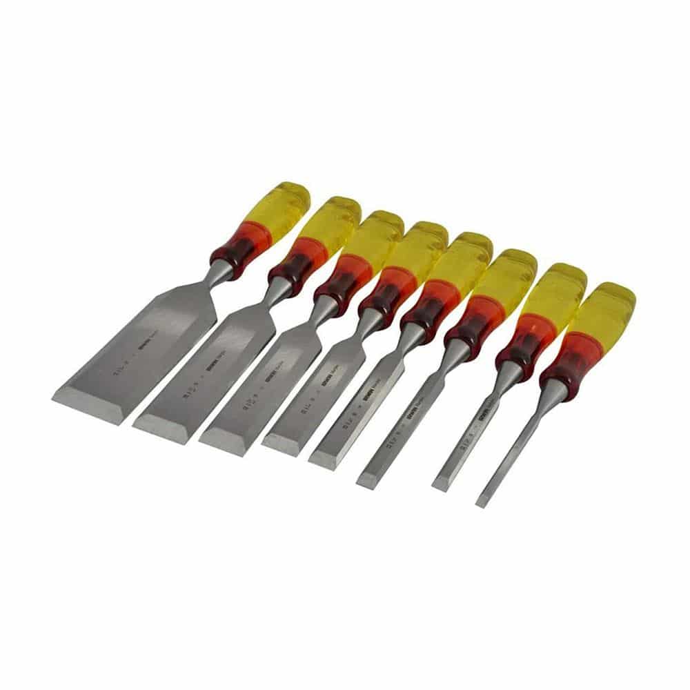 Irwin M373 Bevel Edge Wood Chisel Splitproof Handle - Set of 8 (6 10 12 19 25 32 38 And 50mm)