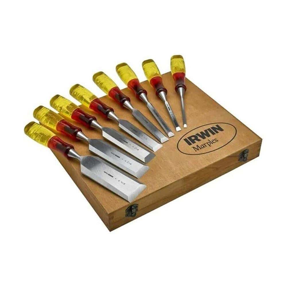 Irwin M373 Bevel Edge Wood Chisel Splitproof Handle - Set of 8 (6 10 12 19 25 32 38 And 50mm)