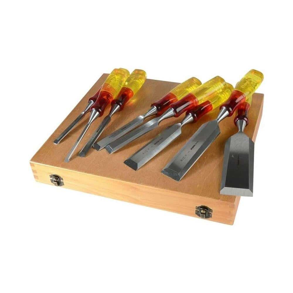 Irwin M373 Bevel Edge Wood Chisel Splitproof Handle - Set of 8 (6 10 12 19 25 32 38 And 50mm)