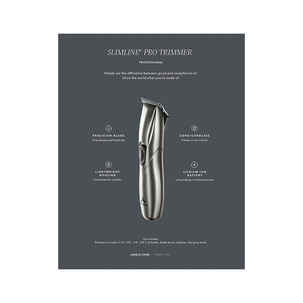 Andis Slimline Pro D8 Li T-Blade Trimmer - Silver