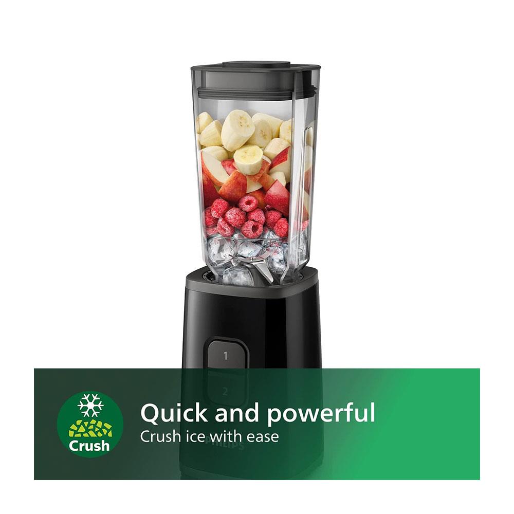 Philips Daily Collection Mini Blender And Smoothie Maker 2 Speed Settings Ice Crush 350W 1 Litre Jug - Black