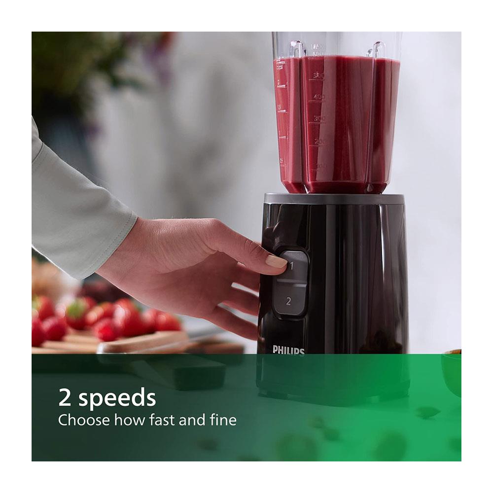 Philips Daily Collection Mini Blender And Smoothie Maker 2 Speed Settings Ice Crush 350W 1 Litre Jug - Black
