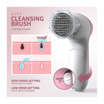 Wahl 4-In-1 Facial Cleansing Brush With Face Massager And Cleanser Brush Attachments - Pink/White
