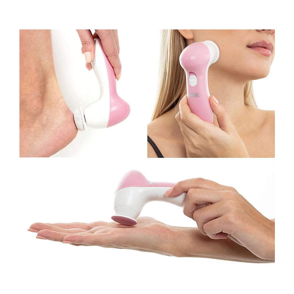 Wahl 4-In-1 Facial Cleansing Brush With Face Massager And Cleanser Brush Attachments - Pink/White