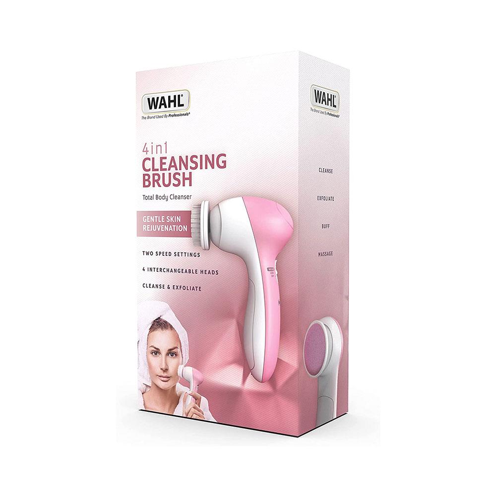 Wahl 4-In-1 Facial Cleansing Brush With Face Massager And Cleanser Brush Attachments - Pink/White