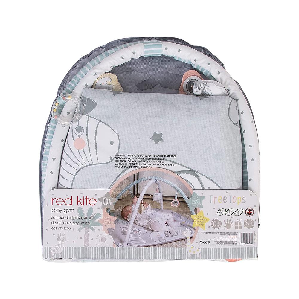 Red Kite Play Gym Tree Tops Soft Padded PlayGym With Detachable Play Arch And Activity Toys - Grey