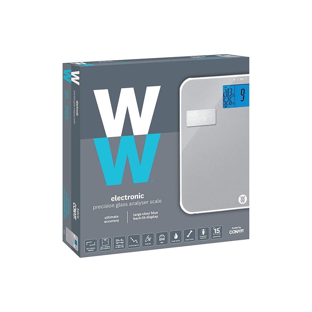 Weight Watchers Electronic Precision Analyser Digital Bathroom Scales Glass - Silver