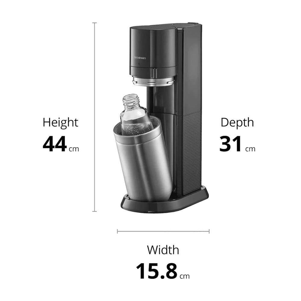 Sodastream Duo Sparkling Water Maker Machine With 1 Litre Reusable Water Bottle And 1 Litre CO2 Gas Cylinder - Black