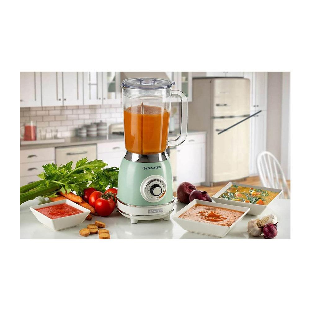 Ariete Vintage Glass Jug Blender 4 Speeds + Pulse With Ice Crush Function 1000W 1.5 Litre - Green
