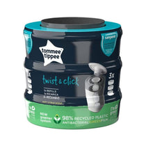 Tommee Tippee Twist & Click Sangenic Tec Nappy Disposal Bin Eco Refill Cassettes 3 Pack