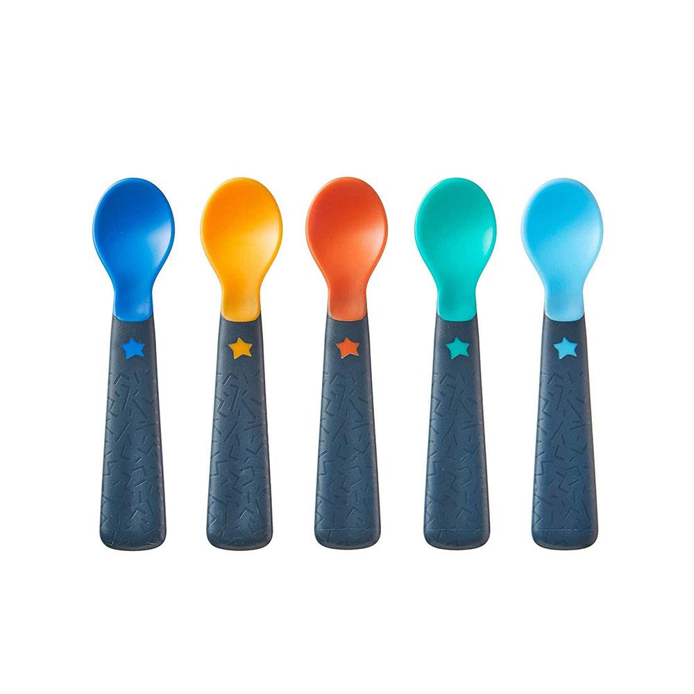 Tommee Tippee Easigrip Self-Feeding Weaning Spoons Chunky Handles 6M+ 5 Pack - Multicolour