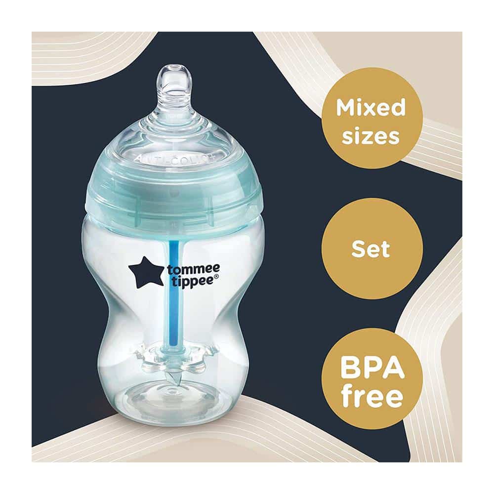 Tommee Tippee Closer To Nature Advanced Newborn Baby Bottle Starter Kit 2x 150ml 2x 260ml - Clear/Green