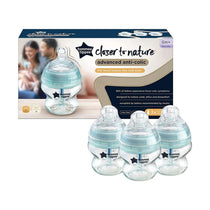 Tommee Tippee Closer To Nature Advanced Anti-Colic Baby Feeding Bottles 150ml 3 Pack - Clear/Green
