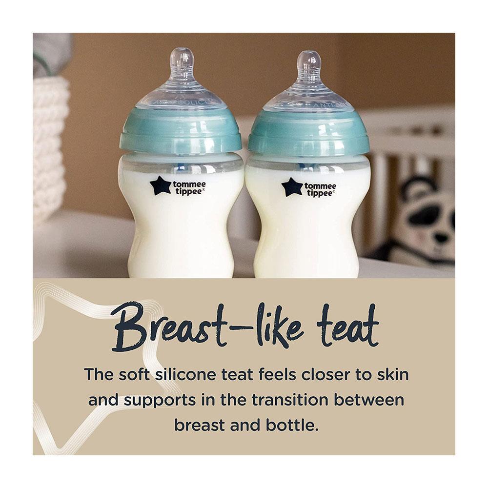 Tommee Tippee Closer To Nature Advanced Anti-Colic Baby Feeding Bottles 150ml 3 Pack - Clear/Green