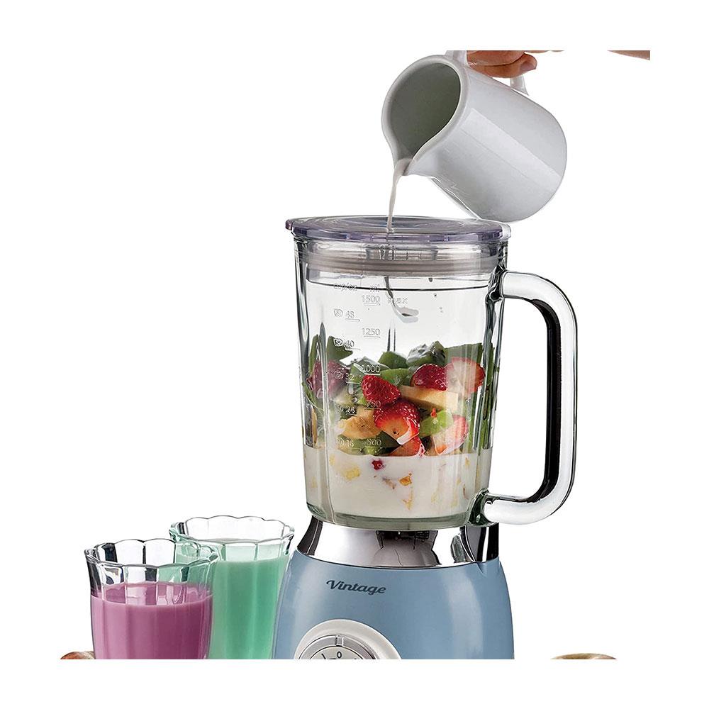 Ariete Vintage Glass Jug Blender 4 Speeds + Pulse With Ice Crush Function 1000W 1.5 Litre - Blue Secondary image