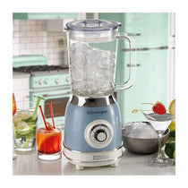 Ariete Vintage Blender 1000W with 1.5L Glass Jug 4 Speeds + Pulse Ice Crush Function Stainless Steel Blades Blue