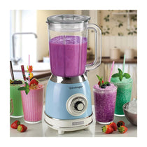Ariete Vintage Blender 1000W with 1.5L Glass Jug 4 Speeds + Pulse Ice Crush Function Stainless Steel Blades Blue